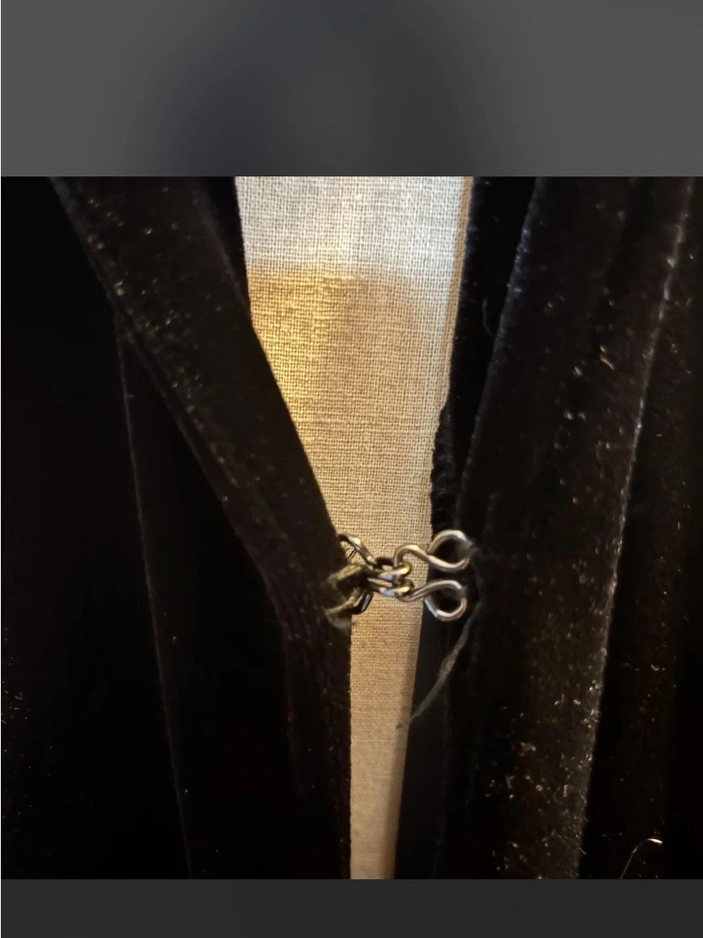 Vintage witchy black velvet full length hooded long sleeve maxi cardigan